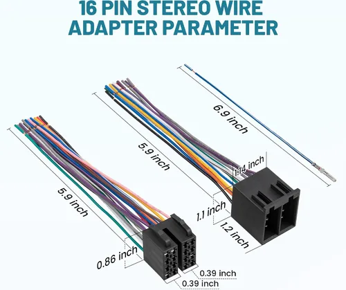 Vista 8 de NuIth Adaptador de arnés de cable estéreo macho y hembra de 16 pines para Freightliner 04-21, Volvo 04-16, Peterbilt 06-18, Kenworth 08-20, conector
