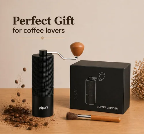 Vista 2 de Pipa's Molinillo de café manual — Molinillo de rebabas cónicas de acero inoxidable, ajuste continuo, molinillo de mano portátil de 1.23 oz