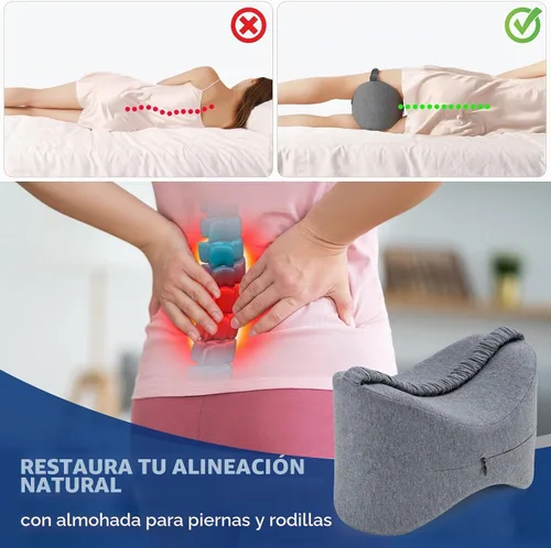Vista 4 de Almohada de rodilla y pierna para dormir de lado, almohada de pierna para dormir de lado con correa, 100% espuma viscoelástica, cojín espaciador