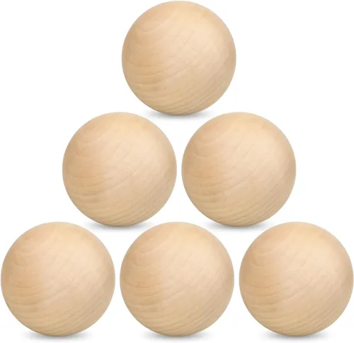 Vista 9 de Paquete de 4 bolas de madera sin terminar de 3 pulgadas, bola redonda de madera, bolas redondas de madera dura, esferas de madera para manualidades