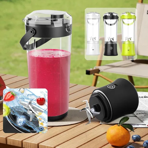 Vista 2 de Potente 7.4 V eléctrico Juicer Cup con textura de diseño portátil para frescura Mezcla de frutas en casa Gimnasio Oficina Licuadora de alta velocidad