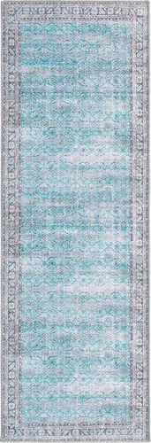 Vista 7 de Unique Loom Revival Collection - Alfombra tradicional con borde de medallón azul/negro (2 pies x 6 pies)