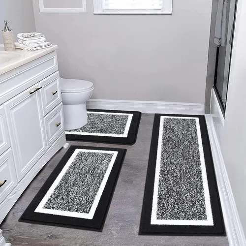 Vista 63 de Pauwer Juego de baño, alfombras de baño antideslizantes, alfombras de ducha absorbentes para suelo de baño, bañera y ducha, color azul aguamarina