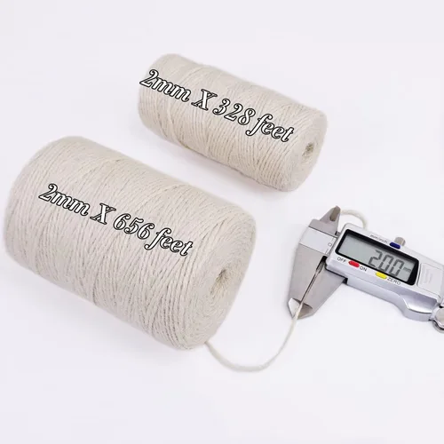Vista 2 de Cuerda de yute natural de 0.079 pulgadas y 328 pies para manualidades, cuerda de yute de colores de 3 capas para envoltura de regalos, jardinería
