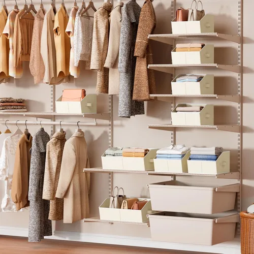 Vista 3 de Homsorout Organizador trapezoidal para armario, cestas grandes para organizar, caja de almacenamiento de tela para estantes, cubos de almacenamiento