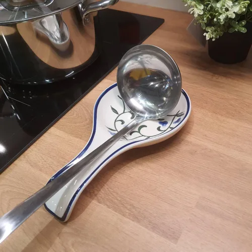 Vista 3 de Lindo soporte para cucharas de cerámica grande para encimera de cocina, estufa, resistente al calor, apto para lavavajillas, soporte para utensilios