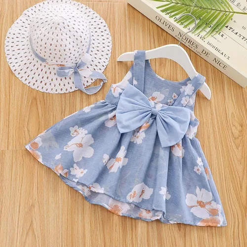 Vista 24 de Vestido tutú de verano para niñas pequeñas, sin espalda, vestido de princesa para fiesta de cumpleaños, vestido de verano con lazo floral