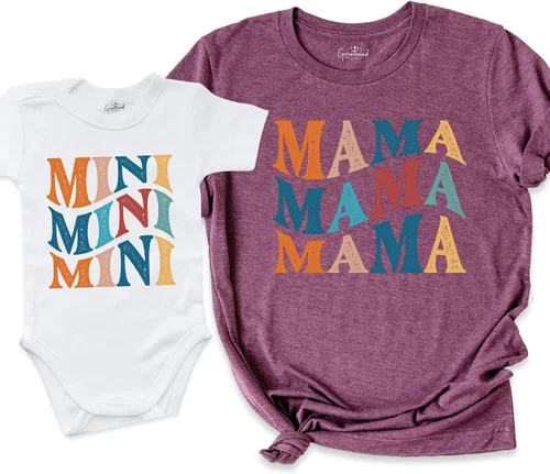 Vista 9 de Mama Mini Set Shirt, Retro Mama Shirt, Mommy and me Shirt, Matching Mommy and Me Shirt, Mommy and Me Outfits, Mom and Daughter Shirts, Mothers Day