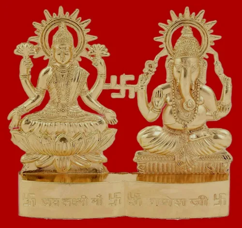 Vista 3 de IS4A Laxmi Ganesha - Estatua energizada – Lakshmi Ganesh Murti para Mandir Home, regalo de Diwali ídolo Murti para Pooja hindú, hogar Mandir indio
