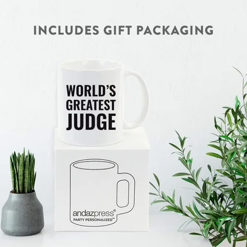 Vista 4 de Andaz Press Taza de café de 11 onzas, regalo para hombres o mujeres, taza del juez más grande del mundo, 1 paquete, taza para beber, cumpleaños