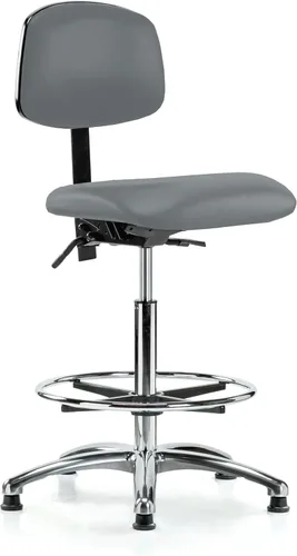 Vista 89 de Perch - Silla de laboratorio con ruedas cromadas con soporte de respaldo ajustable, altura del escritorio de 17 a 22 pulgadas, tela negra