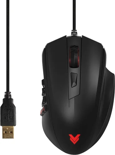Vista 2 de Tienda Basics Mouse para juegos profesionales con sensor óptico de 12,000 DPI, 12 botones programables, LED RGB retroiluminado, color negro