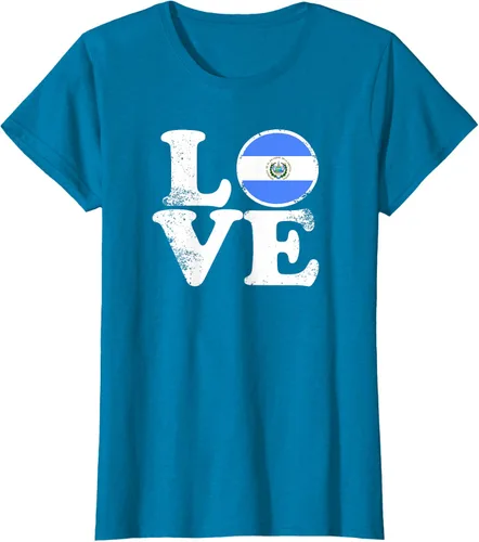 Vista 90 de Love El Salvador Flag tShirt Home Pride Distressed Tee T-Shirt