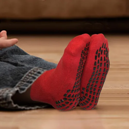 Vista 8 de Calcetines antideslizantes de agarre para niños (4 a 16 años), calcetines deportivos acolchados para hospital para niños y niñas