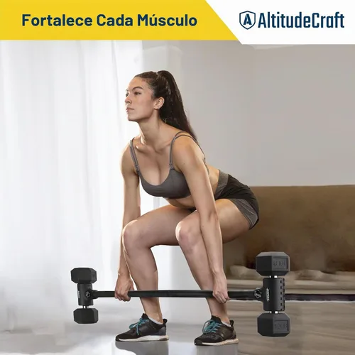 Vista 8 de Convertidor de mancuerna a barra, transforma mancuernas a barra de pesas, convertidor de mancuernas a barra para el gimnasio en casa, ajustable