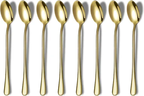 Vista 8 de Cucharas de helado y cóctel de acero inoxidable prémium - Juego de 8 (plateado)