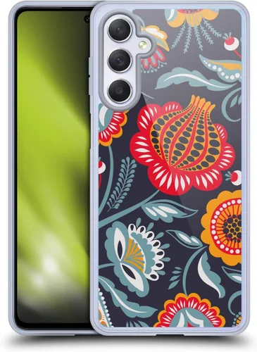 Vista 9 de Head Case Designs Officially Licensed Haroulita Blue Red Ethnic Pattern Gel Case [Military Grade Protection] Compatible with Samsung Galaxy M54 5G