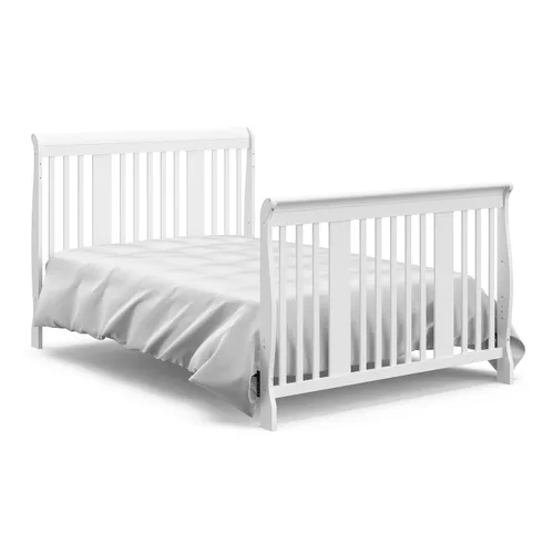 Vista 8 de Cuna convertible Stork Craft Tuscany 4 en 1., Cuna, Blanco Easily Converts to Toddler Bed, Day Bed or Full Bed, 3 Position Adjustable Height