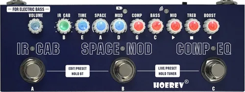 Vista 10 de HOEREV Pedal de guitarra multiefectos, retardo, fase de reverberación, distorsión, sobremarcha, multiefectos, para guitarra acústica, batería