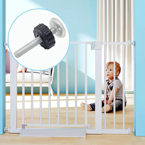 Vista 6 de Juego de 2 adaptadores M10 para puerta de bebé con protector de pared, extensor de puerta de bebé de 0.394 in, barras de husillo roscadas, pieza