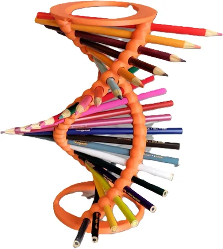Vista 10 de Znet3D DNA Helix Portalápices – Innovador organizador de escritorio – 9 pulgadas de alto – Capacidad para 23 lápices – Diseño liso de borde redondo