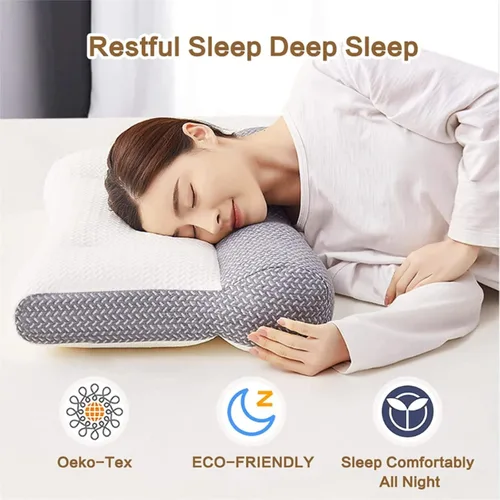 Vista 7 de Almohadas súper ergonómicas – Almohada viscoelástica para el cuello para dormir, soporte ajustable para el cuello y los hombros, almohada adecuada