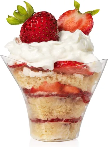 Vista 10 de Paquete de 96 mini vasos de postre de plástico triangular, 3.5 onzas con cucharas, vaso de plástico transparente con mini cuchara para postre