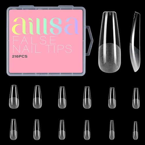 Vista 11 de AILLSA Puntas de uñas de bailarina, puntas de uñas de gel transparente
