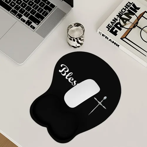 Vista 7 de Mousepad Blessed Religious Cross Ergonomic Wrist Support Non-Slip Base Mouse Mat with Wrist Rest Computer Mousemat for Desk Work Accessories Pad