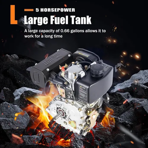 Vista 6 de 247CC 4-Stroke 5HP Micro Tiller Motor de combustible de un solo cilindro Inyección directa 3.6KW Motor horizontal refrigerado por aire