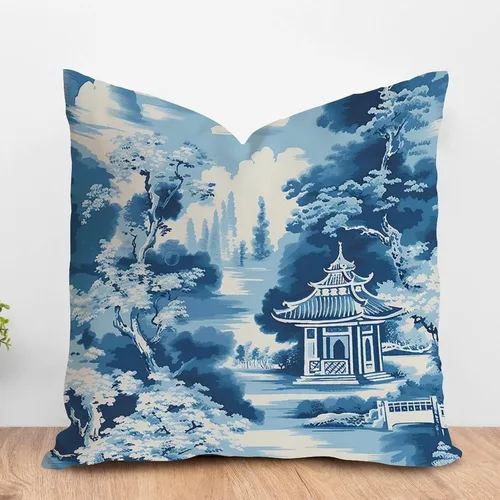 Vista 21 de ArogGeld Fundas de almohada de antílope blanco y flor azul de granja de acuarela animal azul ciervos blancos de lino blanco funda de almohada