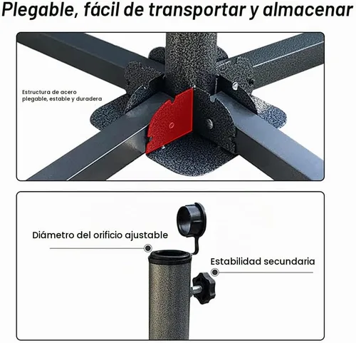 Vista 3 de Soporte de anclaje plegable para patio, ajustable, portátil, anclaje de playa, hierro templado, resistente, soporte para sombrilla de patio al aire
