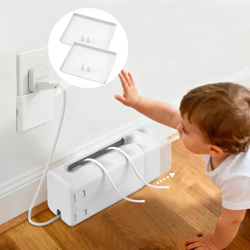 Vista 8 de Babylush - Caja de cubierta para regleta de alimentación a prueba de bebés, 1 paquete Adjustable Length,Baby Proof Cords,Baby Proof Surge