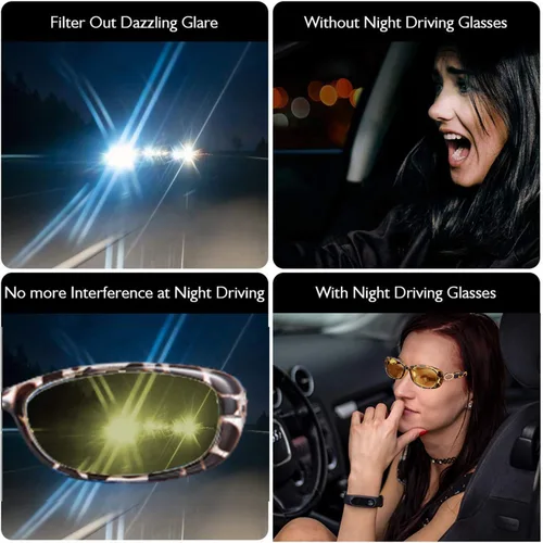 Vista 6 de Gafas de conducción nocturna para mujer, antirreflejos, polarizadas, fotocrómicas, visión nocturna, leopardo