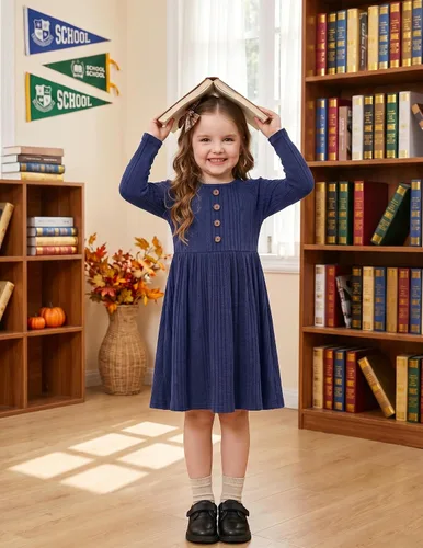 Vista 2 de Arshiner Suéter de manga larga para niñas pequeñas, vestidos de otoño e Azul marino