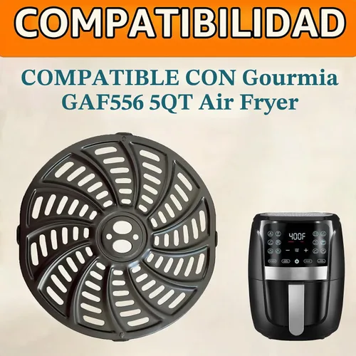 Vista 2 de Bandeja para freidora de aire de 5 cuartos para freidora de aire Gourmia GAF556 GAF566 GAF536, freidora de aire premium, rejilla para freidora