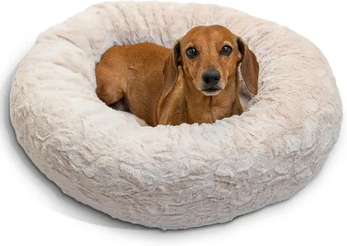 Vista 34 de Best Friends by Sheri - The Original Calming Donut - Cama calmante en forma de dona para perros y gatos - Pelo largo, azul bebé, M, 30 x 30 pulgadas