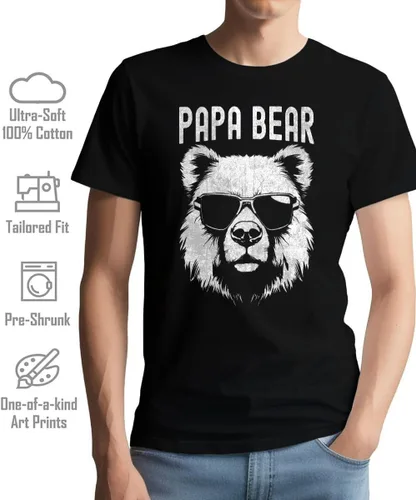 Vista 3 de Camiseta de papá oso para hombre, camisetas gráficas divertidas para hombre, camisas casuales de manga corta para padre y papá
