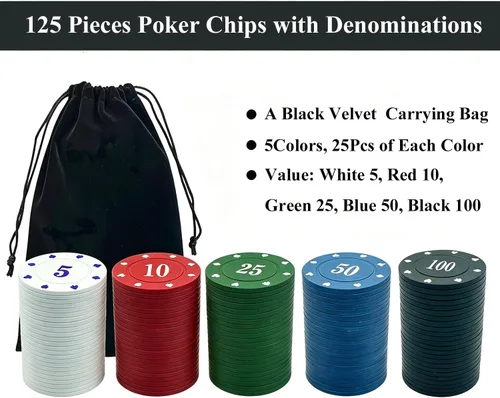 Vista 3 de SEETOOOGAMES Casino Poker Chips Denominations