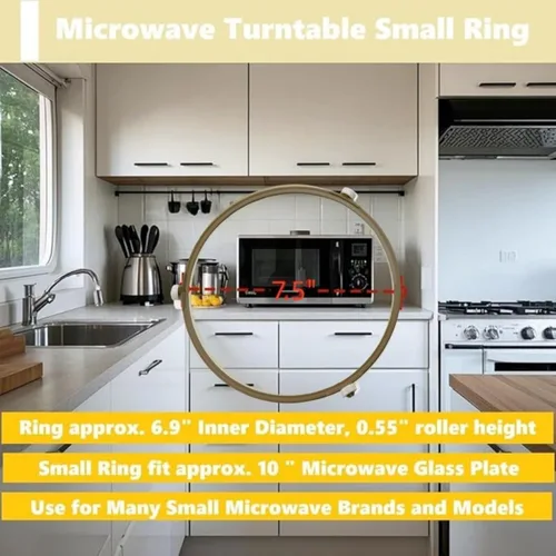 Vista 4 de Anillo guía de soporte para plato giratorio de microondas pequeño compatible con GE, Emerson, Magic Chef, Hamilton Beach 252100500497, HB-P90D23