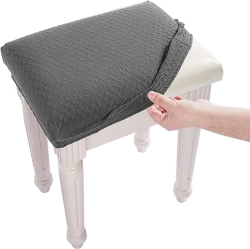 Vista 21 de BUYUE Funda para Taburete de Banco de Tocador de Lujo, (15"- 20") L x (11.8"- 15.7") A Banco Pequeño Rectangular Funda Elástica de Jacquard Lavable