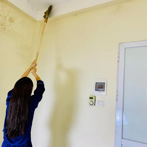 Vista 6 de Escoba barredora hecha a mano – Escoba de paja suave vietnamita para limpieza – Decorativa 9.45 pulgadas de ancho, 52.37 pulgadas de largo