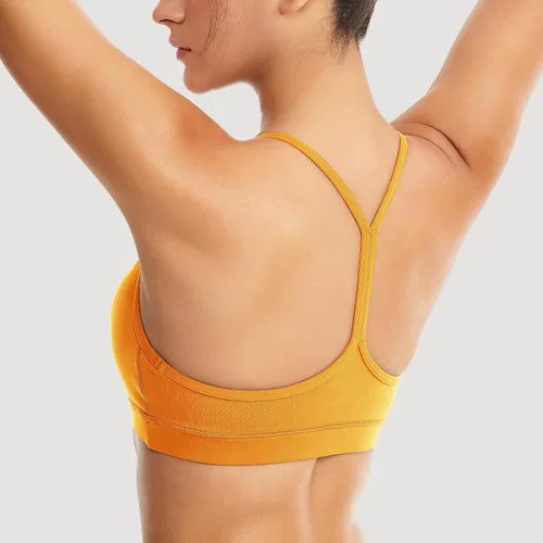 Vista 3 de Sujetadores deportivos acolchados para mujer, brasier deportivo sexy de línea larga entrecruzada, brasier deportivo de soporte medio con tirantes