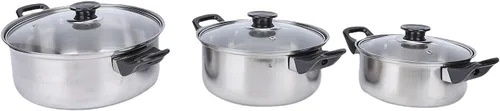 Vista 7 de Tnfeeon Home Kitchen Cookware Sets with Glass Lid Sturdy Noodles Pot Kitchen Cooking Pots and Pans for Indoor Boiling Soups Sauce, Cookware Sets