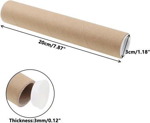 Vista 2 de Tubo de correo con tapa, tubo de póster de papel kraft resistente, tubo de cartón redondo, tubo de póster de envío duro, tubo de póster de cartón