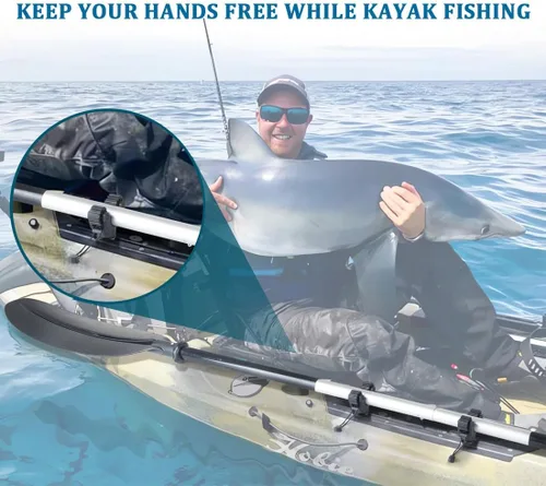 Vista 2 de Huntury Soporte de red para remo de kayak y pesca, accesorios de montaje en riel para canoa, tabla de remo
