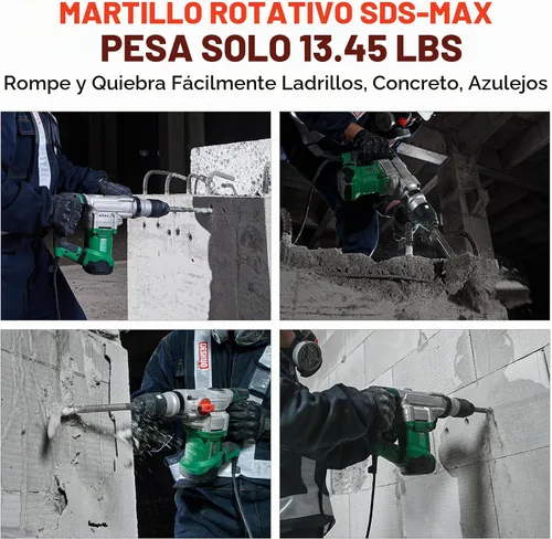 Vista 5 de Taladro de martillo rotatorio de hormigón resistente SDS-Max de 1-1