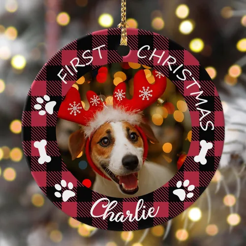 Vista 7 de 4 paquetes de adornos de Navidad personalizados con foto, adornos de Navidad personalizados para perros 2023 para árbol de Navidad, cachorros