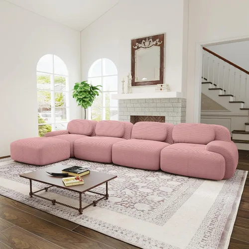Vista 127 de Sofás seccional modular de 80" sin huesos modernos para sala de estar, juego de sofás comprimidos de 2 plazas con asiento profundo, sin necesidad
