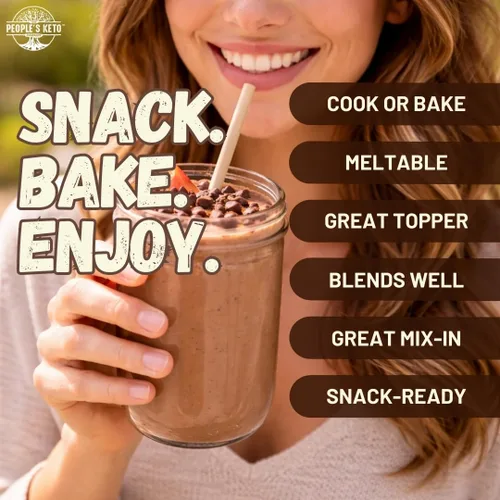 Vista 5 de Chips de chocolate grandes sin azúcar, endulzados con estevia, 12 onzas. Tamaño económico, sin OMG, vegano, keto, bajo en carbohidratos, 60% cacao